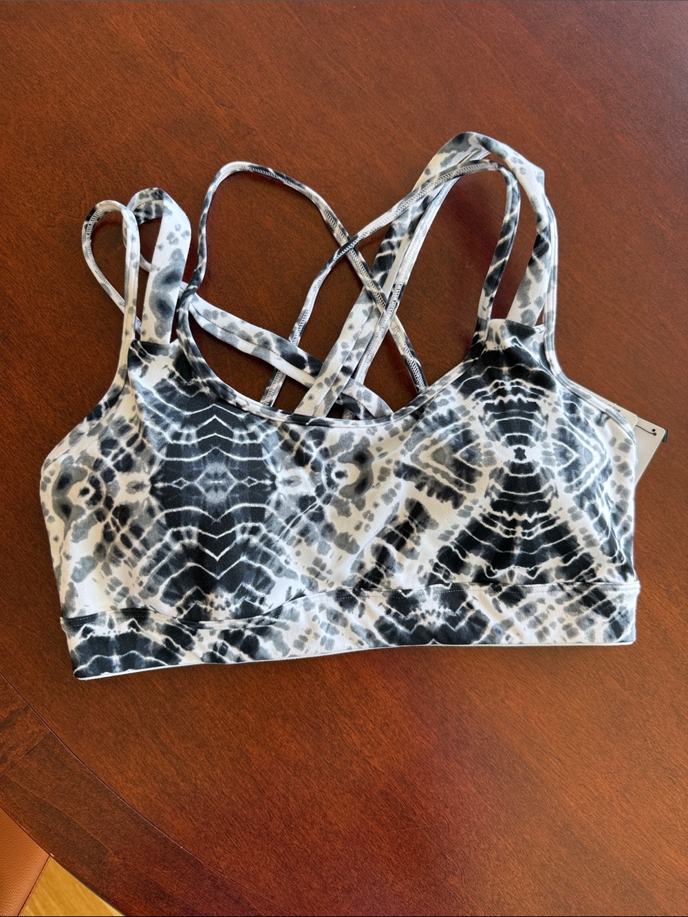 Victoria's Secret Black & White Tie-Dye Strappy Sports Bralette